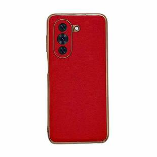 For Huawei nova 10 Genuine Leather Luolai Series Nano Plating Phone Case(Red)