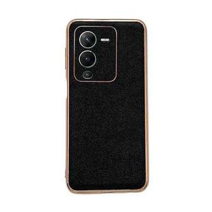 For vivo S15 5G Genuine Leather Luolai Series Nano Plating Phone Case(Black)