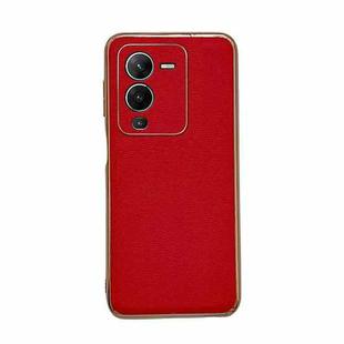 For vivo S15 5G Genuine Leather Luolai Series Nano Plating Phone Case(Red)