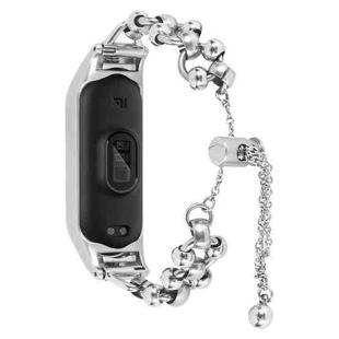 For Xiaomi Mi Band 5 / 6 Bead Steel Chain Metal Watch Band(Silver)