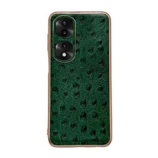 For Honor 70 Pro Genuine Leather Ostrich Texture Nano Plating Phone Case(Green)