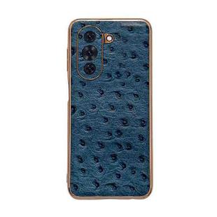 For Huawei nova 10 Genuine Leather Ostrich Texture Nano Plating Phone Case(Blue)