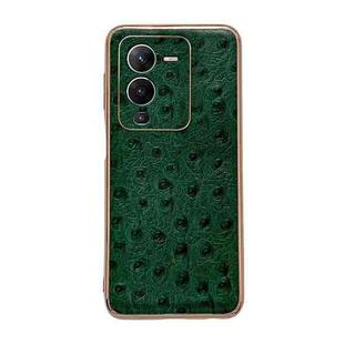 For vivo S15 5G Genuine Leather Ostrich Texture Nano Plating Phone Case(Green)