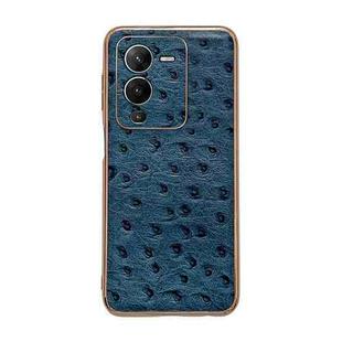For vivo S15 Pro 5G Genuine Leather Ostrich Texture Nano Plating Phone Case(Blue)