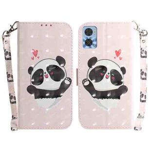 For Motorola Moto E22/E22i 3D Colored Horizontal Flip Leather Phone Case(Heart Panda)