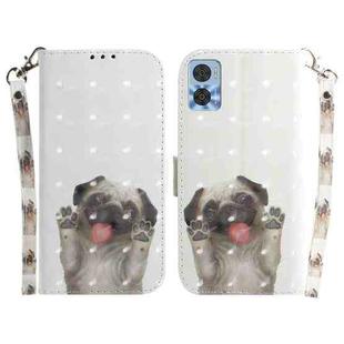 For Motorola Moto E22/E22i 3D Colored Horizontal Flip Leather Phone Case(Pug)