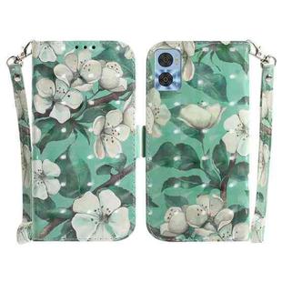 For Motorola Moto E22/E22i 3D Colored Horizontal Flip Leather Phone Case(Watercolor Flower)