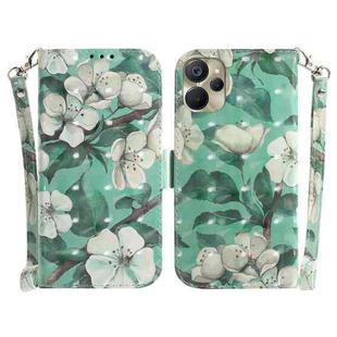 For Realme 9i 5G 3D Colored Horizontal Flip Leather Phone Case(Watercolor Flower)
