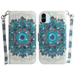 For Xiaomi Redmi A1 3D Colored Horizontal Flip Leather Phone Case(Peacock Wreath)