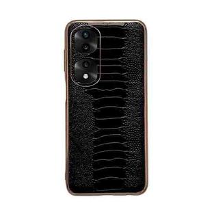 For Honor 70 Pro Genuine Leather Weilai Series Nano Plating Phone Case(Black)