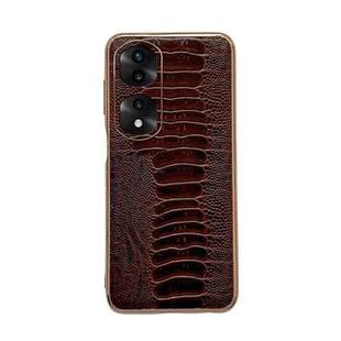 For Honor 70 Pro Genuine Leather Weilai Series Nano Plating Phone Case(Coffee)