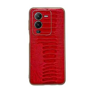 For vivo S15 5G Genuine Leather Weilai Series Nano Plating Phone Case(Red)