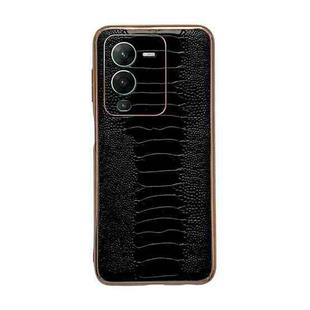 For vivo S15 Pro 5G Genuine Leather Weilai Series Nano Plating Phone Case(Black)