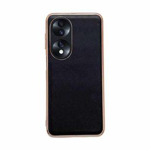 For Hono 70 Genuine Leather Xiaoya Series Nano Plating Phone Case(Black)