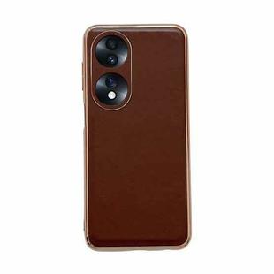 For Hono 70 Genuine Leather Xiaoya Series Nano Plating Phone Case(Coffee)