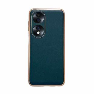 For Hono 70 Genuine Leather Xiaoya Series Nano Plating Phone Case(Dark Green)