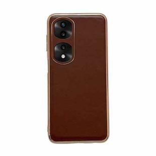 For Honor 70 Pro Genuine Leather Xiaoya Series Nano Plating Phone Case(Coffee)