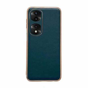 For Honor 70 Pro Genuine Leather Xiaoya Series Nano Plating Phone Case(Dark Green)