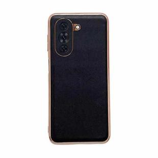 For Huawei nova 10 Genuine Leather Xiaoya Series Nano Plating Phone Case(Black)