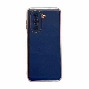For Huawei nova 10 Genuine Leather Xiaoya Series Nano Plating Phone Case(Blue)