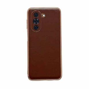 For Huawei nova 10 Pro Genuine Leather Xiaoya Series Nano Plating Phone Case(Coffee)