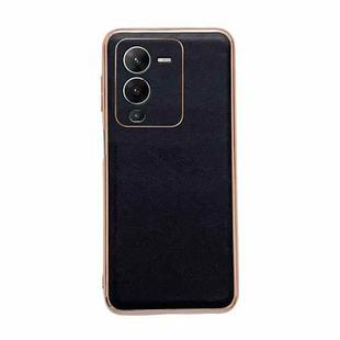 For vivo S15 Pro 5G Genuine Leather Xiaoya Series Nano Plating Phone Case(Black)