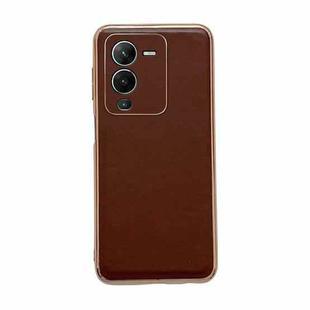 For vivo S15 Pro 5G Genuine Leather Xiaoya Series Nano Plating Phone Case(Coffee)