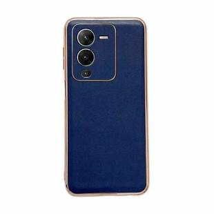 For vivo S15 Pro 5G Genuine Leather Xiaoya Series Nano Plating Phone Case(Blue)