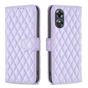 For OPPO A17 Diamond Lattice Wallet Leather Flip Phone Case(Purple)