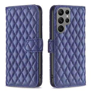 For Samsung Galaxy S23 Ultra 5G Diamond Lattice Wallet Leather Flip Phone Case(Blue)