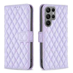 For Samsung Galaxy S23 Ultra 5G Diamond Lattice Wallet Leather Flip Phone Case(Purple)