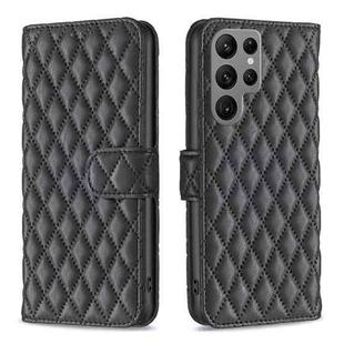 For Samsung Galaxy S23 Ultra 5G Diamond Lattice Wallet Leather Flip Phone Case(Black)