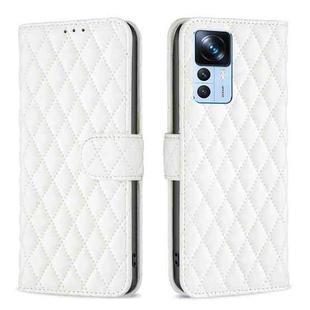 For Xiaomi 12T / 12T Pro / Redmi K50 Ultra Diamond Lattice Wallet Leather Flip Phone Case(White)