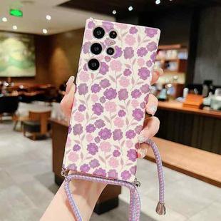 For Samsung Galaxy S22 5G Small Floral Lanyard Phone Case(Purple)