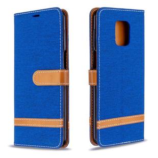 For Xiaomi Redmi Note 9S / Note 9 Pro / Note 9 Pro Max Color Matching Denim Texture Horizontal Flip Leather Case with Holder & Card Slots & Wallet & Lanyard(Royal Blue)