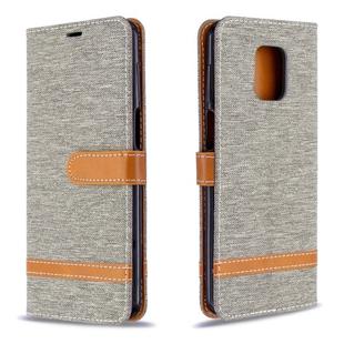 For Xiaomi Redmi Note 9S / Note 9 Pro / Note 9 Pro Max Color Matching Denim Texture Horizontal Flip Leather Case with Holder & Card Slots & Wallet & Lanyard(Grey)