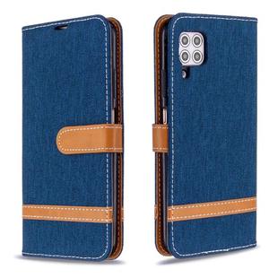 For Huawei P40 Lite Color Matching Denim Texture Horizontal Flip Leather Case with Holder & Card Slots & Wallet & Lanyard(Dark Blue)
