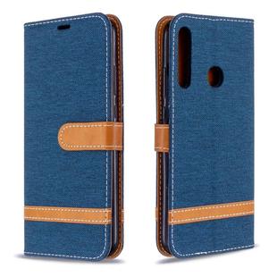 For Huawei P40 Lite E / Y7P Color Matching Denim Texture Horizontal Flip Leather Case with Holder & Card Slots & Wallet & Lanyard(Dark Blue)