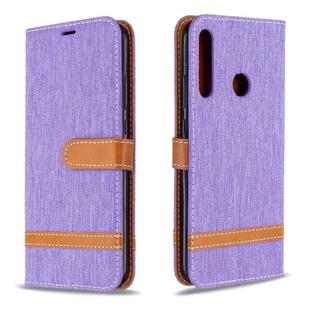 For Huawei P40 Lite E / Y7P Color Matching Denim Texture Horizontal Flip Leather Case with Holder & Card Slots & Wallet & Lanyard(Purple)