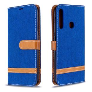 For Huawei P40 Lite E / Y7P Color Matching Denim Texture Horizontal Flip Leather Case with Holder & Card Slots & Wallet & Lanyard(Royal Blue)