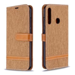 For Huawei P40 Lite E / Y7P Color Matching Denim Texture Horizontal Flip Leather Case with Holder & Card Slots & Wallet & Lanyard(Brown)