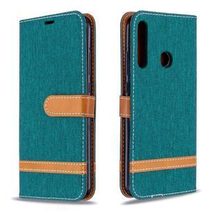 For Huawei P40 Lite E / Y7P Color Matching Denim Texture Horizontal Flip Leather Case with Holder & Card Slots & Wallet & Lanyard(Green)