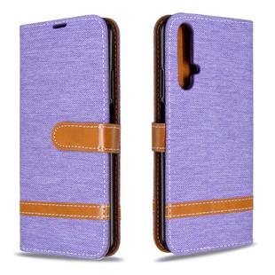 For Huawei Honor 20S Color Matching Denim Texture Horizontal Flip Leather Case with Holder & Card Slots & Wallet & Lanyard(Purple)