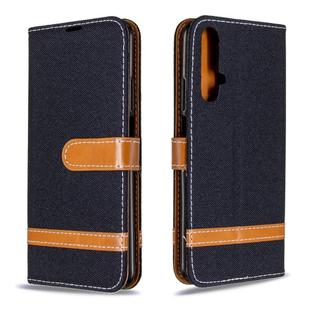 For Huawei Honor 20S Color Matching Denim Texture Horizontal Flip Leather Case with Holder & Card Slots & Wallet & Lanyard(Black)