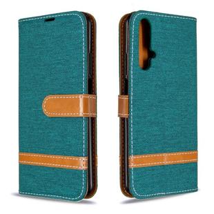 For Huawei Honor 20S Color Matching Denim Texture Horizontal Flip Leather Case with Holder & Card Slots & Wallet & Lanyard(Green)