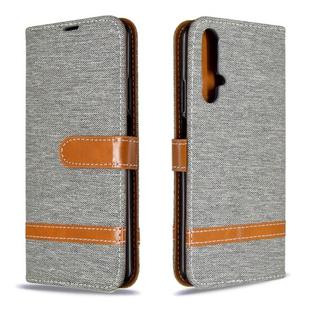 For Huawei Honor 20S Color Matching Denim Texture Horizontal Flip Leather Case with Holder & Card Slots & Wallet & Lanyard(Grey)