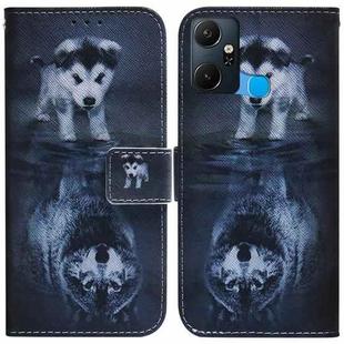 For Infinix Smart 6 Plus Coloured Drawing Horizontal Flip Leather Phone Case(Wolf and Dog)