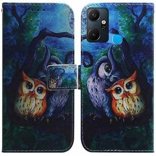For Infinix Smart 6 Plus Coloured Drawing Horizontal Flip Leather Phone Case(Oil Painting Owl)