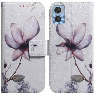 For Motorola Moto E22/E22i Coloured Drawing Horizontal Flip Leather Phone Case(Magnolia Flower)