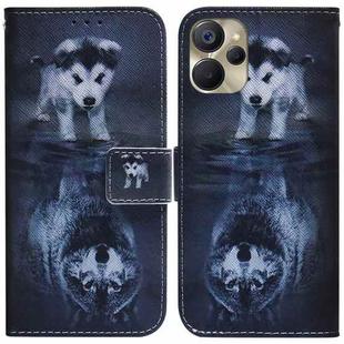 For Realme 9i 5G Coloured Drawing Horizontal Flip Leather Phone Case(Wolf and Dog)